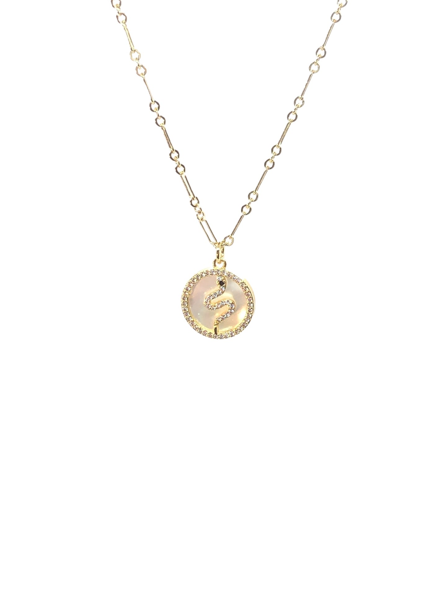 16” Gold Filled Mother of Pearl Snake Charm