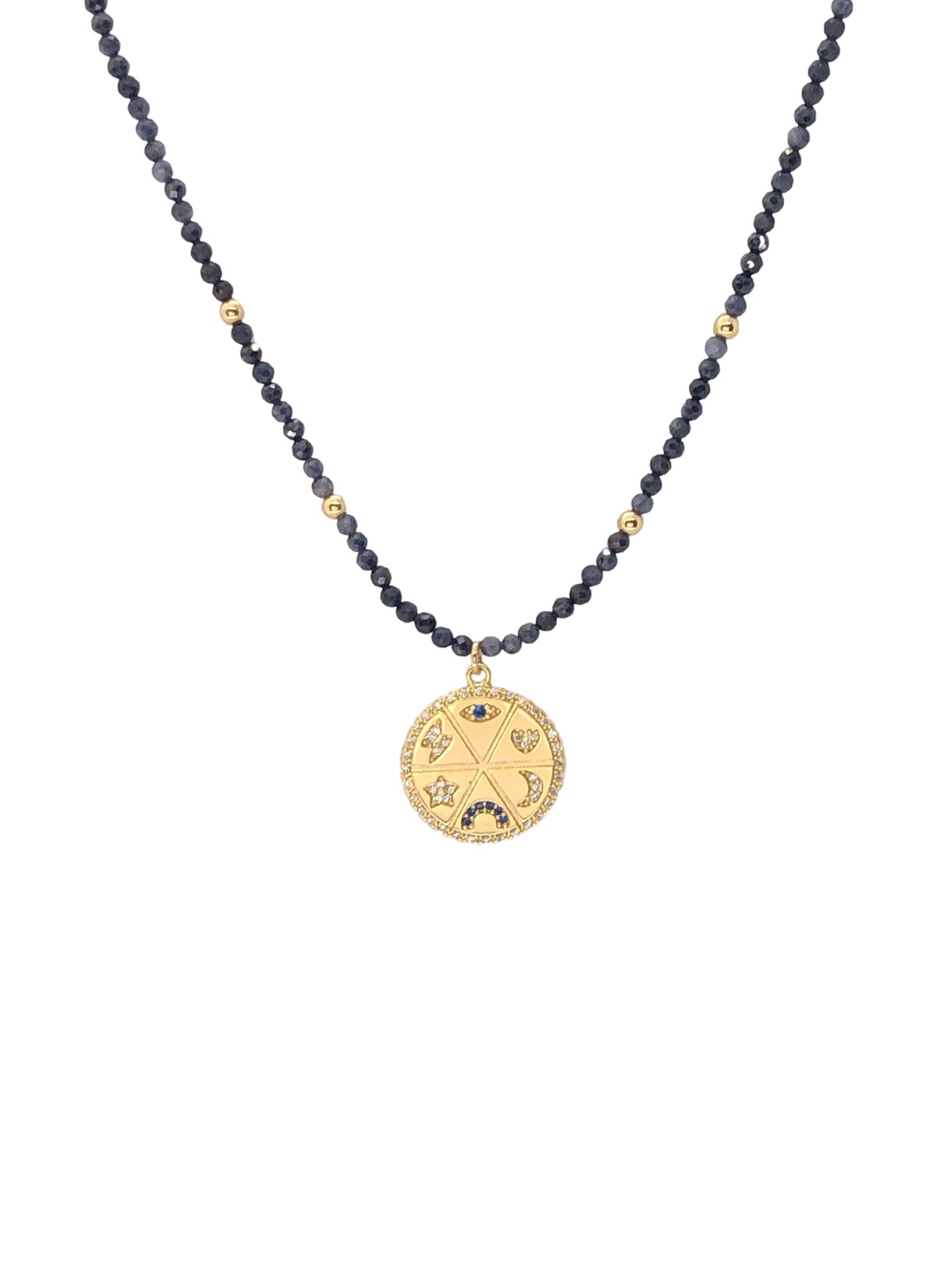 16” Sapphire Bead / Lucky Medallion